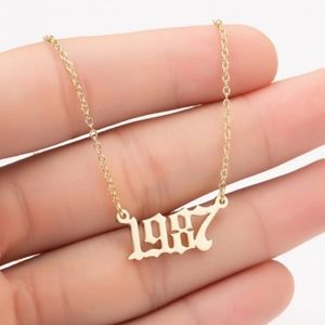 Stainless Steel "1987" Year Gold Necklace